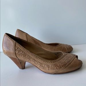 Frye leather peep toe heels size 8